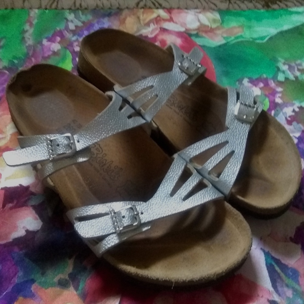 Birkenstock silver and crystal sandals